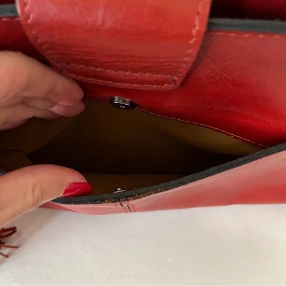 Patricia Nash Rienzo Red Tooled Leather Shoulder Bag